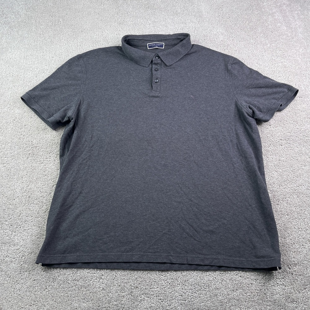 Charles‎ Tyrwhitt Shirt Mens 2XL XXL Dark Grey Marl Pique Polo Classic Essential